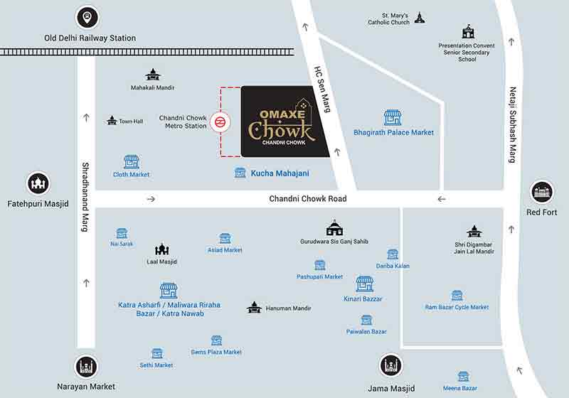 Location Map of Omaxe Chandni Chowk, Delhi